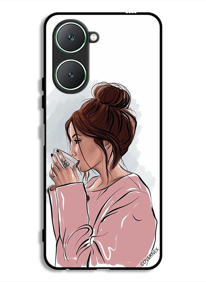 Covernex Vivo Y18i 4G Protective Case Cover Girl Drinking Tea Art