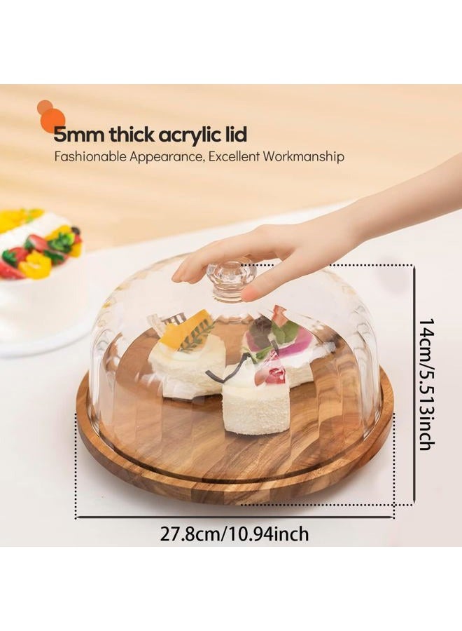 cutesun 11.8 Inch Cake Dome Cover, Acrylic Round Cake Stand Cover, Pastry Display Cloche for Food Plastic, Cake Cover Lid for Cake Stand Cake Plate Display Serving Platter - Image 3