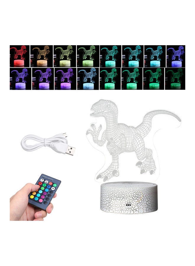 NIBEMINENT 3D Night Light Dinosaur-23 (crack base colorful + touch remote control) White 21.5*5.3*15cm - Image 4