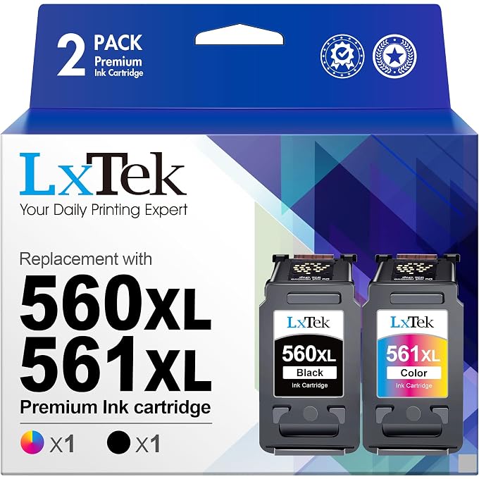 LxTek 560XL 561XL Multipack to Replace 560 561 Cartridges for TS5350 Printer Cartridges Pixma TS5351 TS5352 TS5353 TS7450 TS7451 (Pack of 2)