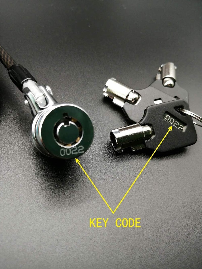 LORADAR 8Feet 3keys Security Retractable Cable Lock Portable Keyed Laptop Lock for Monitors, Laptops, MacBooks, Tablets, iPad,Mac mini, (Keyed Different+Black Anchor Plate) (1 Pack) - Image 3
