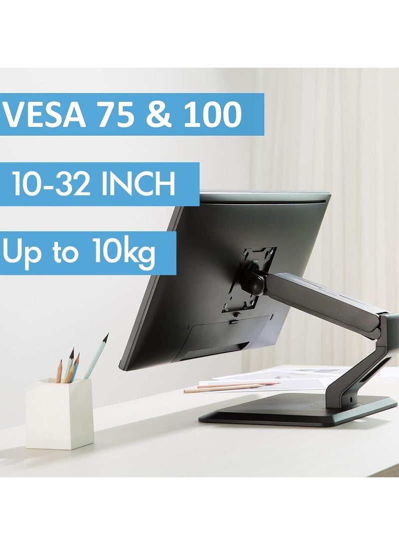 Newstar Single Pneumatic Monitor Arm 17–32″ | Gas-Spring Height Adjustable Desk Stand | Freestanding Base, Tilt, Swivel & Rotation, VESA Compatible – LDT35-T01 - Image 4