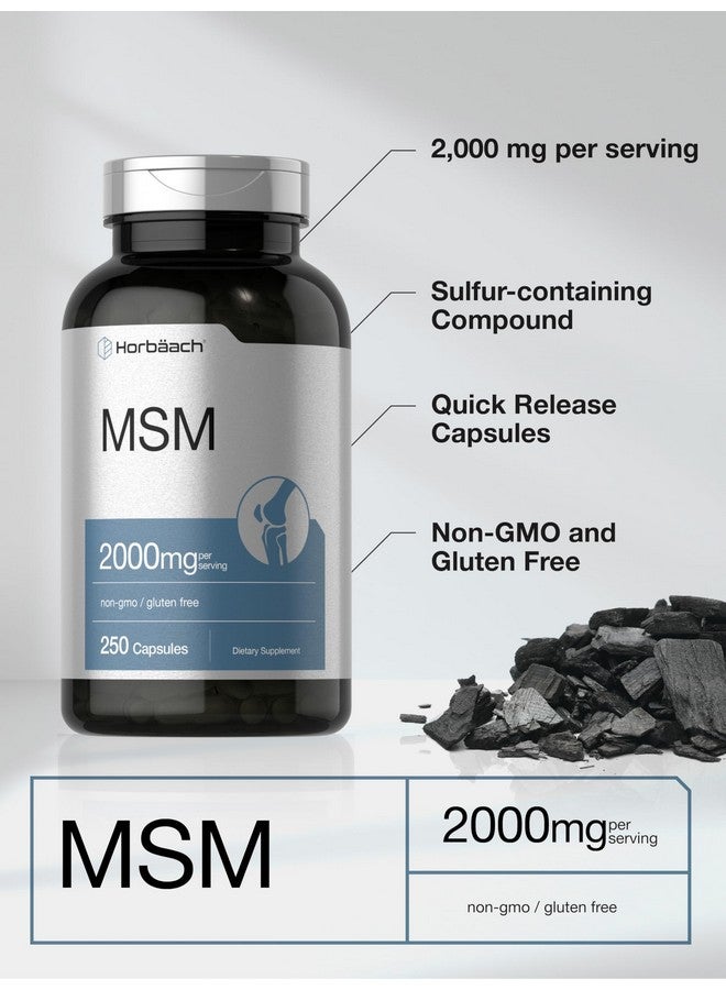 Horbäach MSM Supplement Capsules | 2000mg | 250 Count | Non-GMO and Gluten Free Formula | Methylsulfonylmethane - Image 3