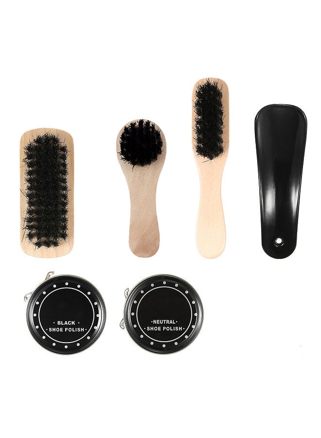 8PCS Shoe Shine Care Kit Black and Neutral Polish Brushes for Boots Shoes Sneakers Style 1  - Image 2