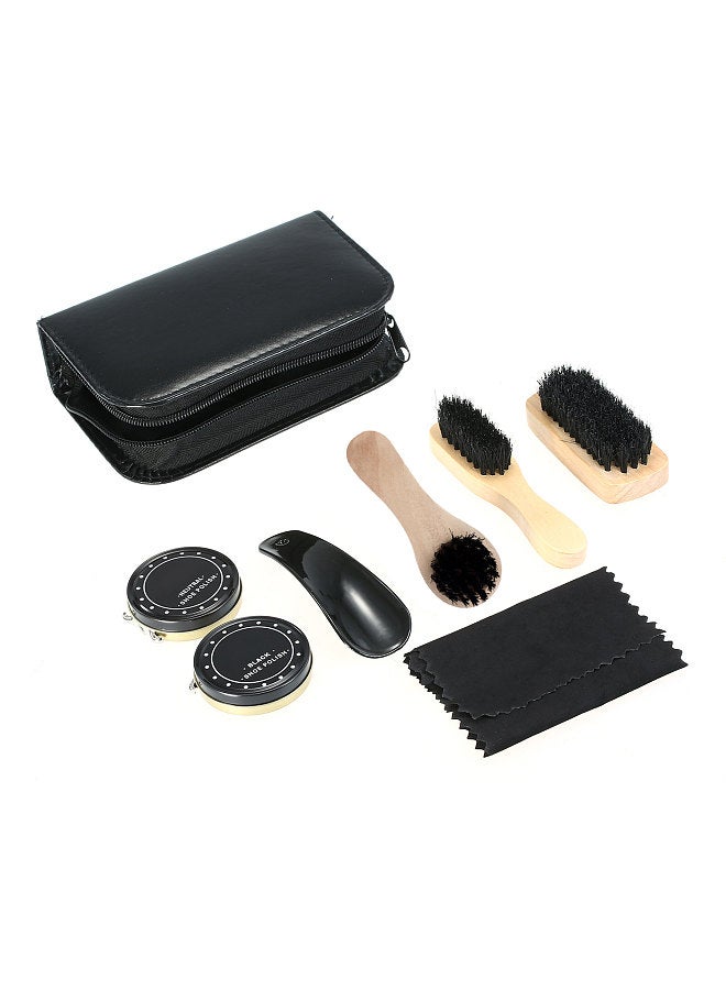 8PCS Shoe Shine Care Kit Black and Neutral Polish Brushes for Boots Shoes Sneakers Style 1  - Image 3