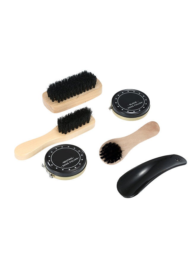 8PCS Shoe Shine Care Kit Black and Neutral Polish Brushes for Boots Shoes Sneakers Style 1  - Image 5
