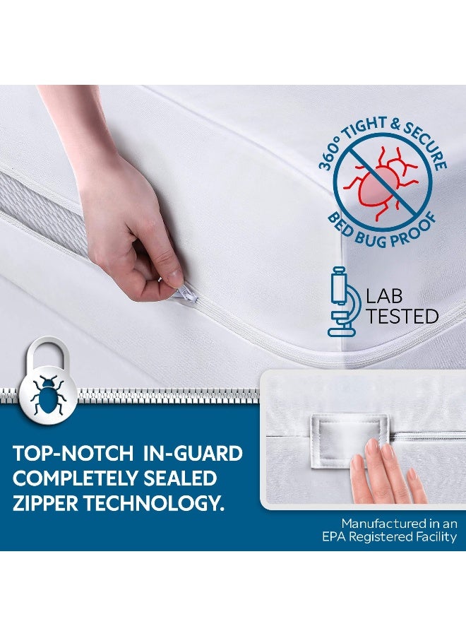 Guardmax Jersey Knitted King Zippered Mattress Encasement with Deep Pockets - Waterproof & Bed Bug Proof Mattress Protector - Comfortable, Soft, and Noiseless Zippered Bedding - (78 x 80 x 15) - Image 2