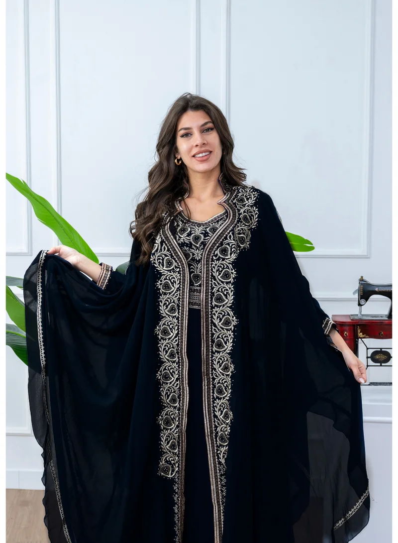 البنت الشرقية قفطان مغربي شيفون قطعتين مع حزام على الخسر