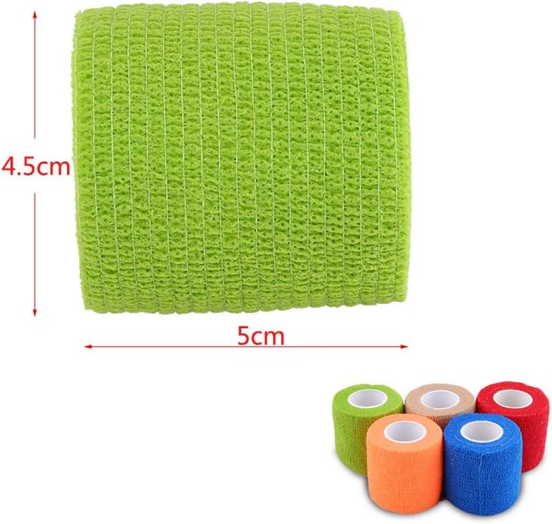 Dilwe 5 Rolls Self Adhesive Bandage First Aid SelfAdherent Wrap Rainbow Colors Tapes Blue - Image 3