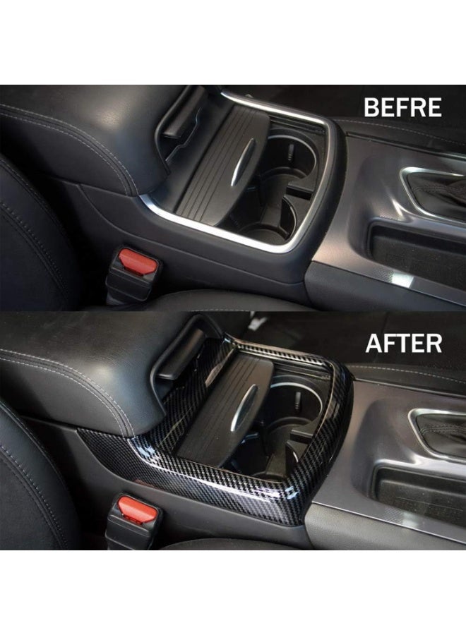 NOSKIN Carbon Fiber Pattern Cup Holder Cover Trim for Dodge Charger 2015-2023 / Chrysler 300 2015-2021, ABS Plastic Interior Decor - Image 2