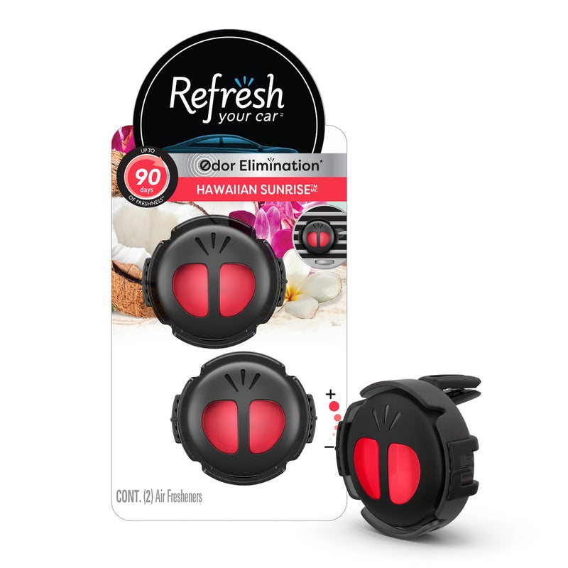 Refresh Your Car Mini Diffuser Car Air Fresheners Hawaiian Sunrise Scent 2 Pack