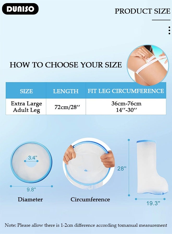 DUNISO Waterproof Leg Cast Cover for Shower Bath, Adult Watertight Leg Protector, Soft Comfortable Watertight Seal to Keep Wounds Dry, Repeatable Cast Cover Leg for Broken Surgery Leg, Foot, Ankle Wound and Burns - Image 2