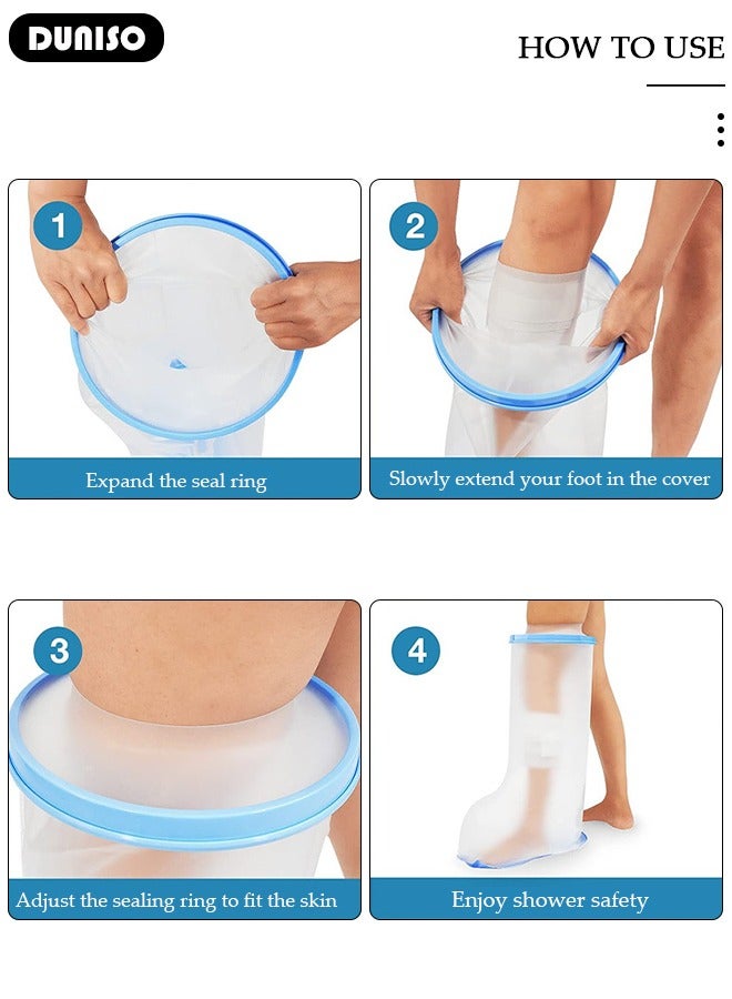 DUNISO Waterproof Leg Cast Cover for Shower Bath, Adult Watertight Leg Protector, Soft Comfortable Watertight Seal to Keep Wounds Dry, Repeatable Cast Cover Leg for Broken Surgery Leg, Foot, Ankle Wound and Burns - Image 5