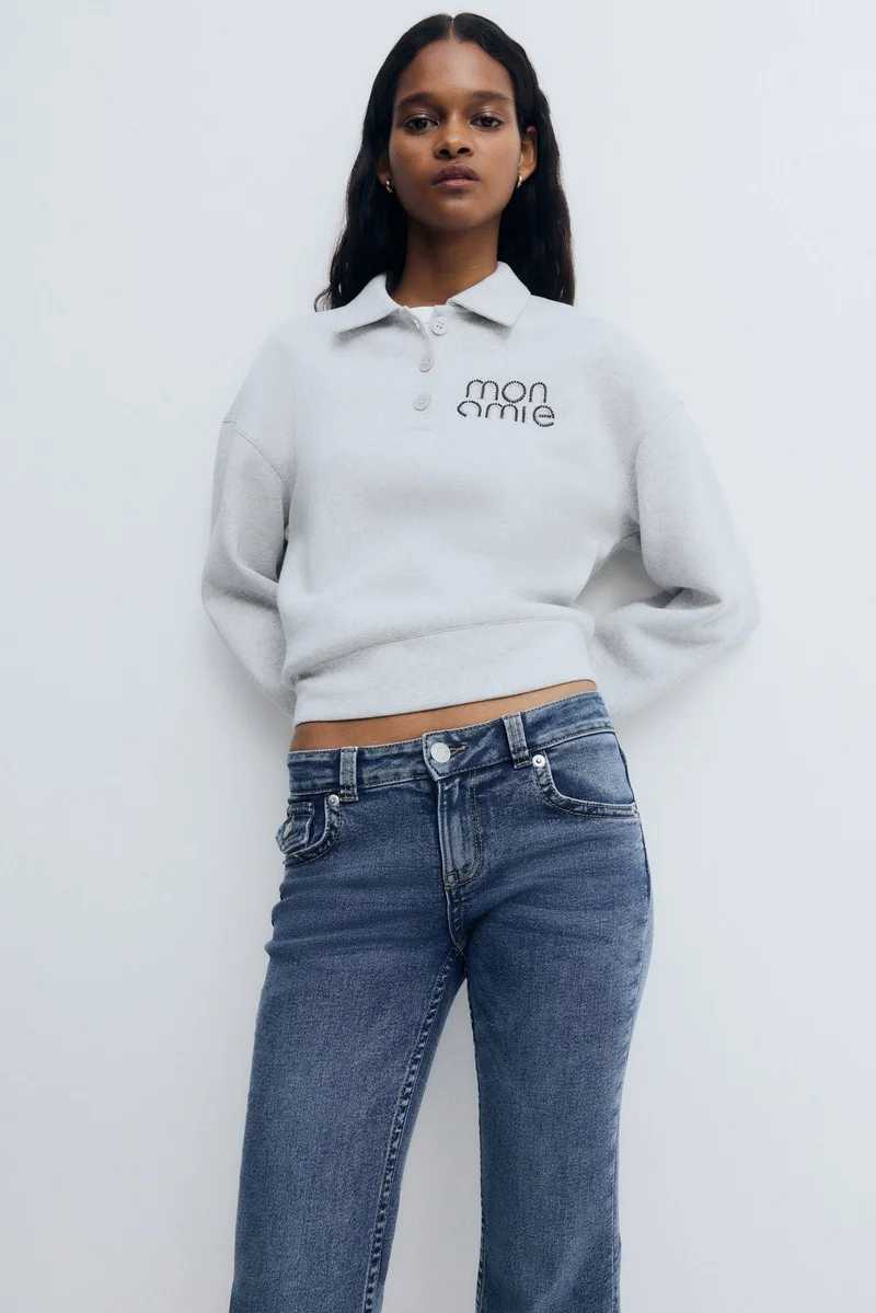 اتش اند ام جينز بقصة حافة واسعة وخصر منخفض