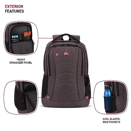 SwissGear 5668 Laptop Backpack, Dark Grey Heather, 18.25 Inches - Image 3