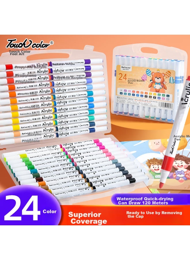 Touchcolor Acrylic Markers For Art Students, Kindergarten Children, Elementary School Students, Safe Non-toxic Waterproof Diy Watercolor Pens, 24 Colors, Refill Pens, Complete Set With Carrying Case - Image 1