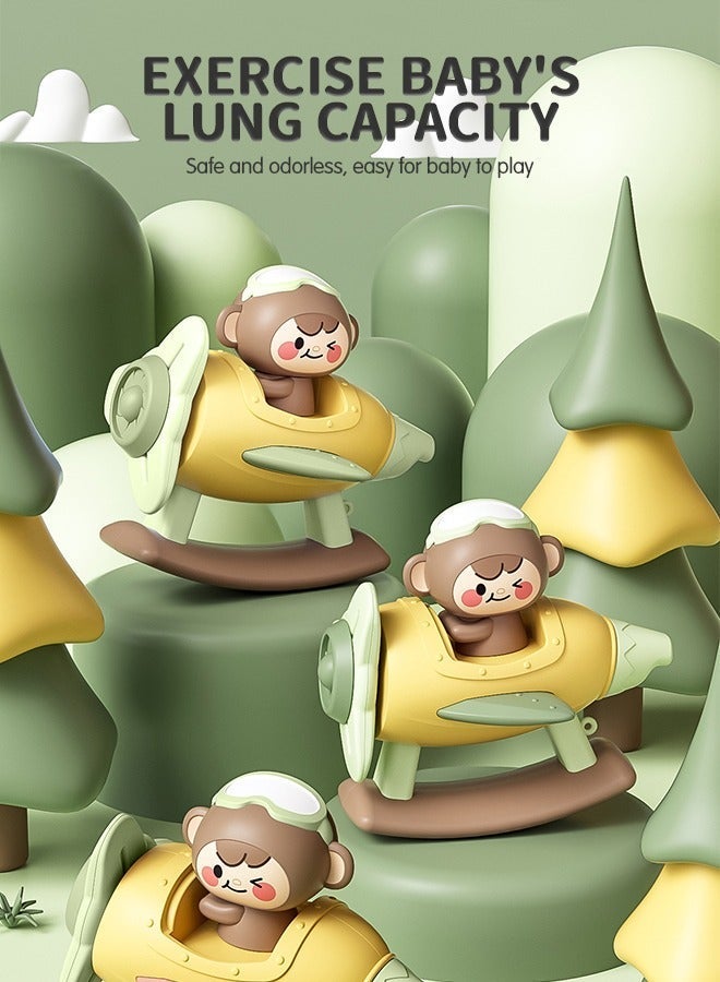 GROIC Plane Bath Toys Kids Helicopter with Interesting Whistle Fun & Educational Fan, Head Rotation, Voice, Shaking, Hand-Held Grab Multi-Functional 3D Cartoon Dining Table Bathroom Toy - Image 2