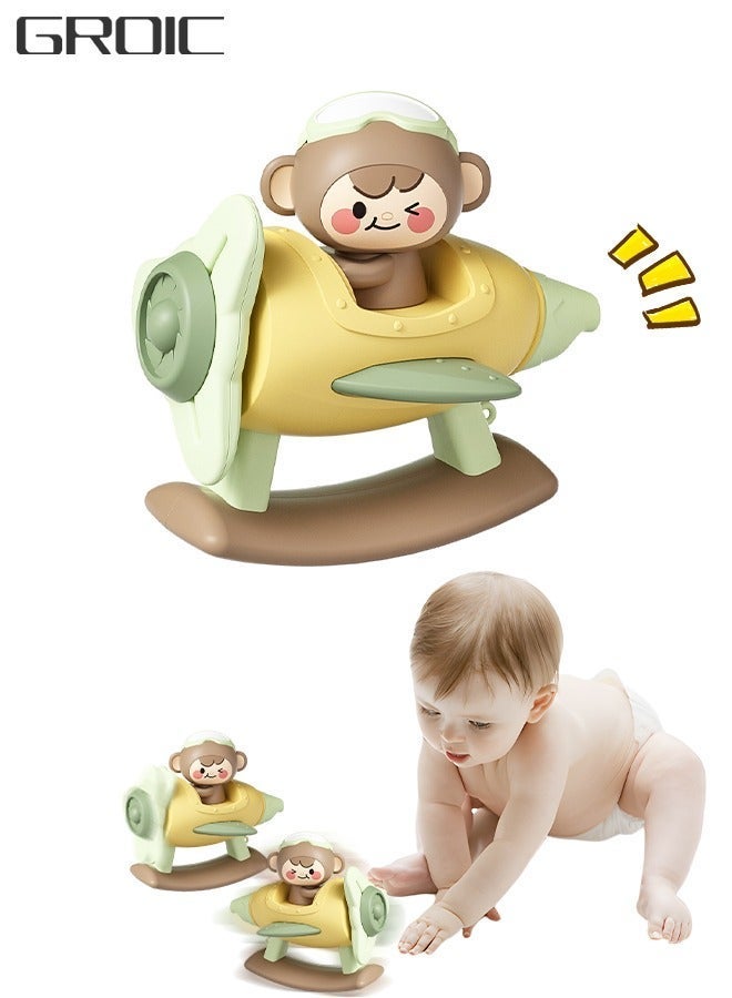 GROIC Plane Bath Toys Kids Helicopter with Interesting Whistle Fun & Educational Fan, Head Rotation, Voice, Shaking, Hand-Held Grab Multi-Functional 3D Cartoon Dining Table Bathroom Toy - Image 1