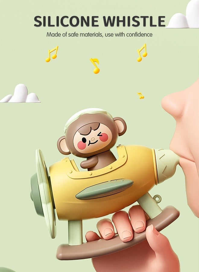 GROIC Plane Bath Toys Kids Helicopter with Interesting Whistle Fun & Educational Fan, Head Rotation, Voice, Shaking, Hand-Held Grab Multi-Functional 3D Cartoon Dining Table Bathroom Toy - Image 3