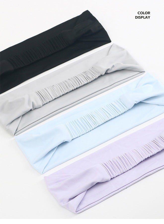 Generic 4Pcs Cooling Workout Headbands Women Men, Stretchy Non-Slip Wide Headbands for Women, Sweat Band Moisture Wicking Headbands for Women, Sports Running Sweat Bands  - Image 4