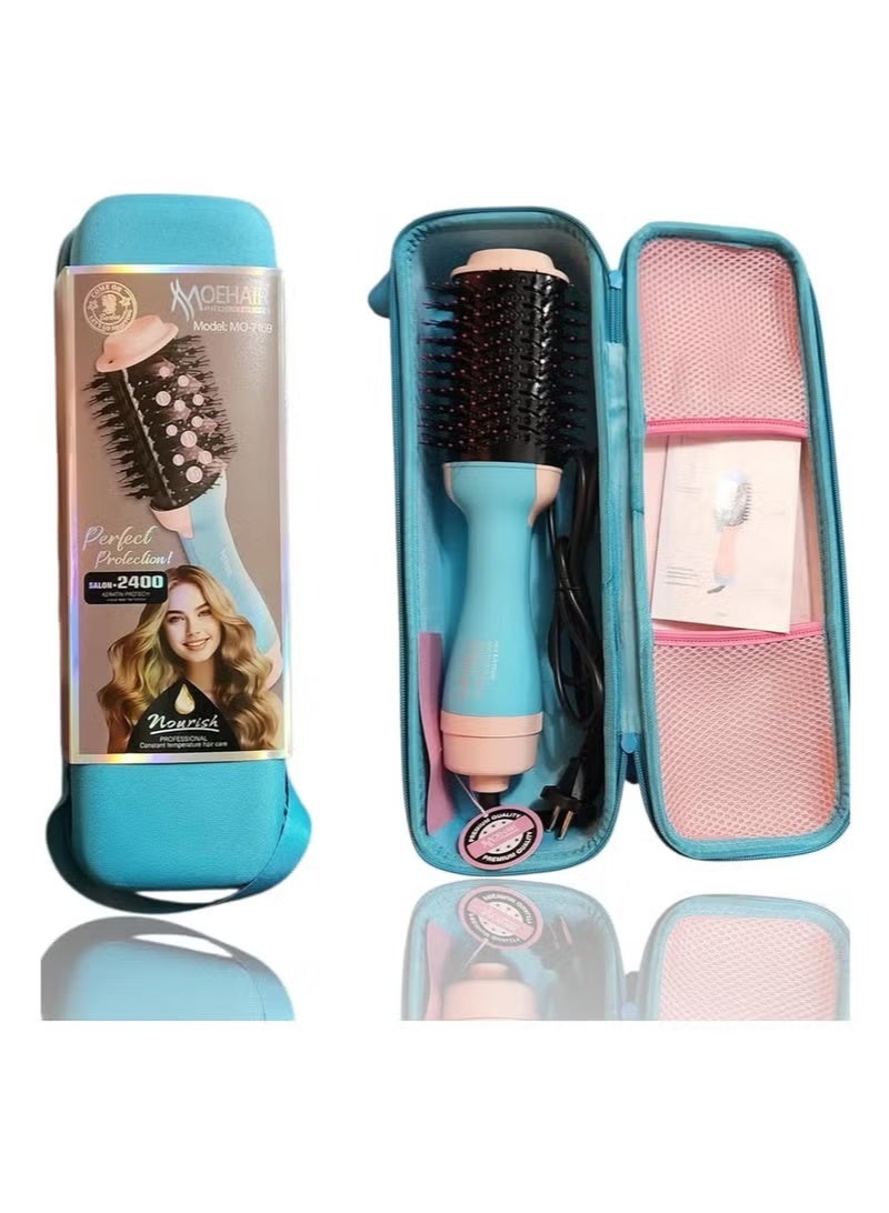 موهير فرشاة مجفف شعر احترافية، مصفف هواء ساخن بقوة 2400 واط مع سلك دوار 360 درجة، حماية من الكيراتين، أيونية، وظيفة إصلاح الشعر الفريدة - Image 1