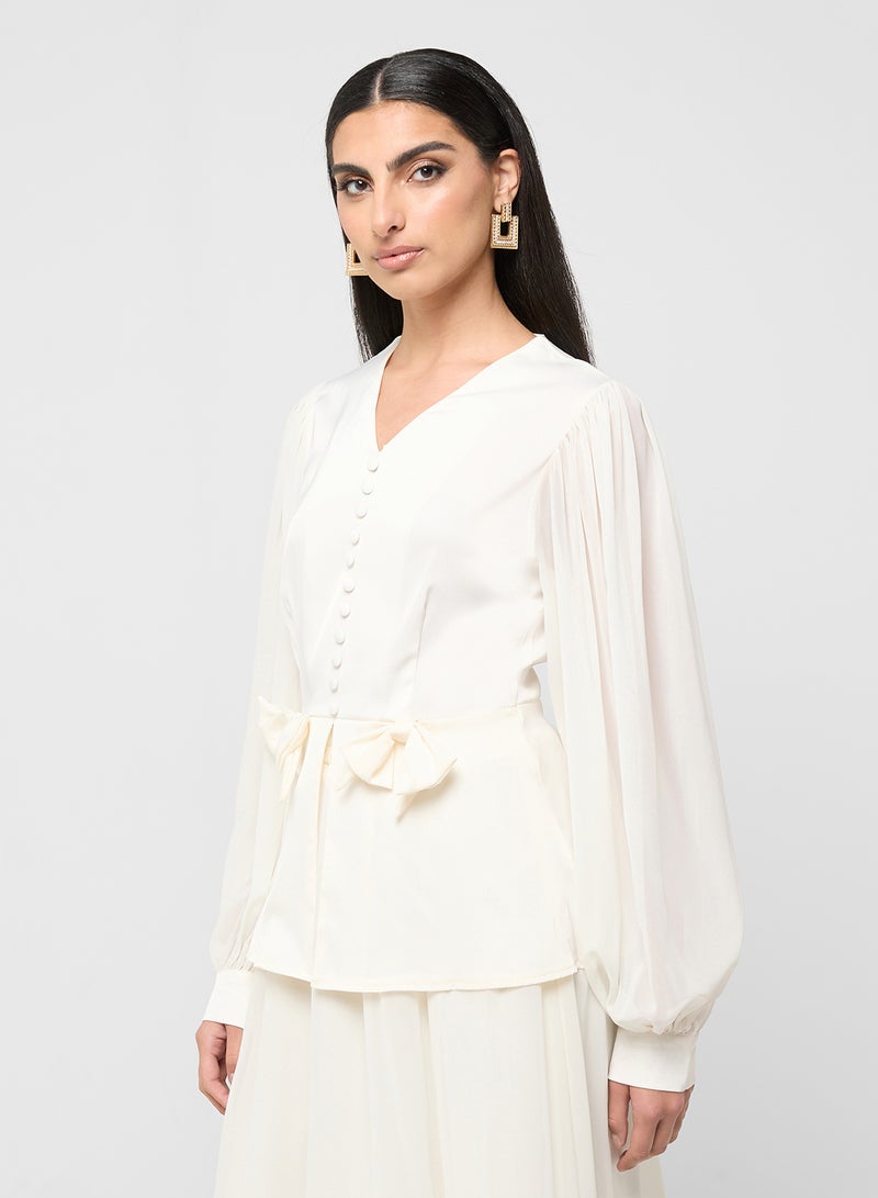 Khizana Sheer Sleeves Top & Skirt Set - Image 3