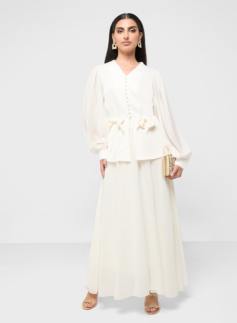 Khizana Sheer Sleeves Top & Skirt Set - Image 5