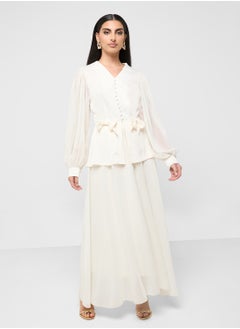 Khizana Sheer Sleeves Top & Skirt Set  - Image 1
