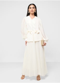 Khizana Sheer Sleeves Top & Skirt Set  - Image 5