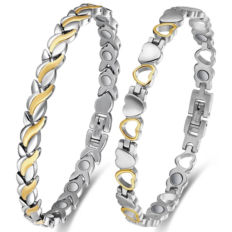 Cigmag Magnetic Bracelets for Women Titanium Bracelet Strength Magnet with Adjustable Tool 2 PCS