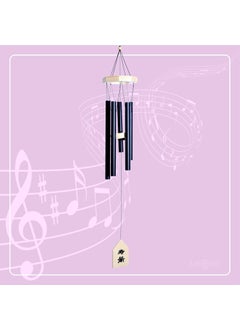LEIGARF LEIGARF Black Wood 5 Pipes Bell Wind Chimes for Home Positive Energy Wood Wind Chimes for Balcony Living Room Bedroom with Sweet Sound 33 Inch  - Image 4