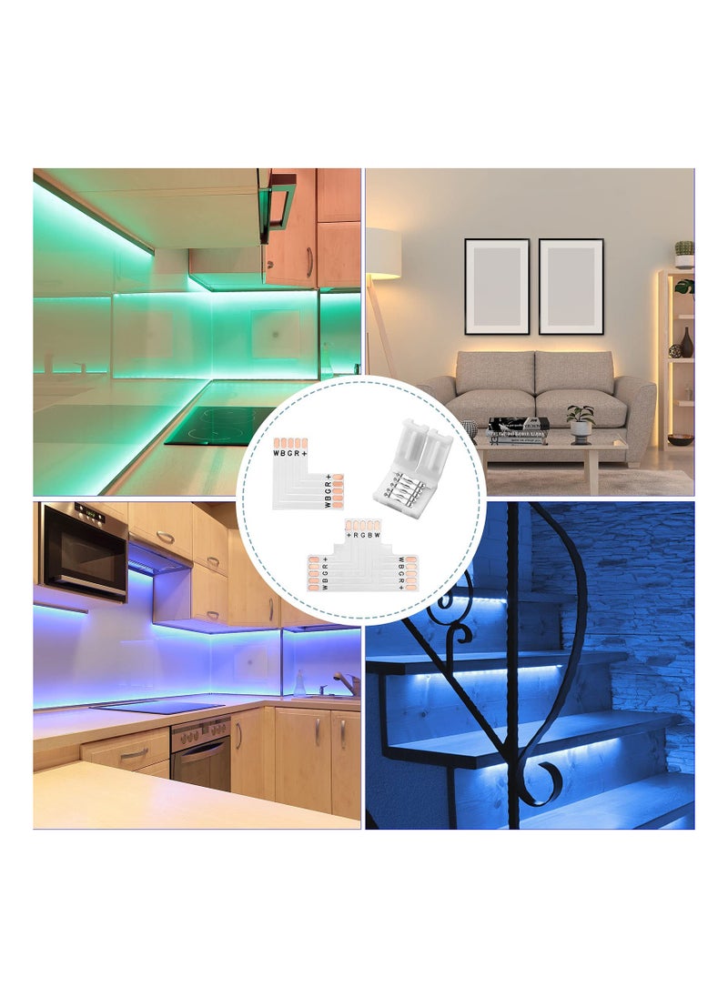 35 Pcs LED Strip Connector 5 Pin Solderless LED Light Connector L Shape LED Lights Extension T Shape Solderless LED Adapter Connector for 5050 3528 LED String Light Extending Connection 10 mm