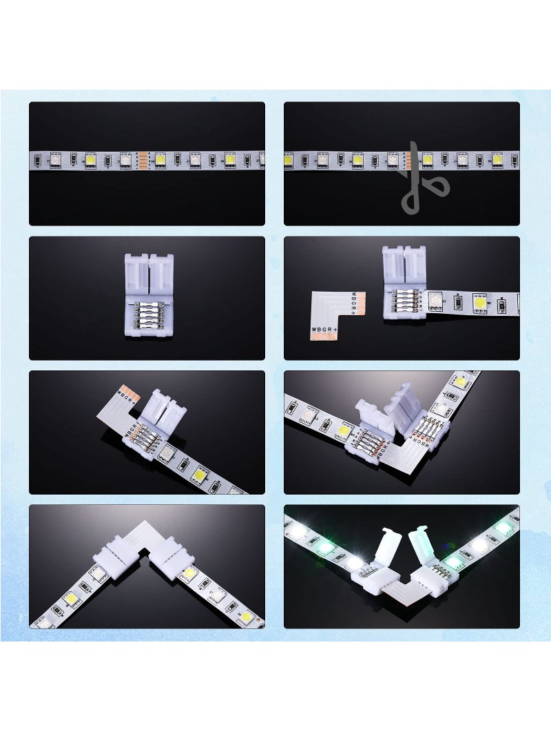 35 Pcs LED Strip Connector 5 Pin Solderless LED Light Connector L Shape LED Lights Extension T Shape Solderless LED Adapter Connector for 5050 3528 LED String Light Extending Connection 10 mm