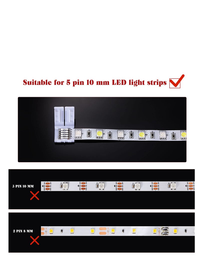 35 Pcs LED Strip Connector 5 Pin Solderless LED Light Connector L Shape LED Lights Extension T Shape Solderless LED Adapter Connector for 5050 3528 LED String Light Extending Connection 10 mm