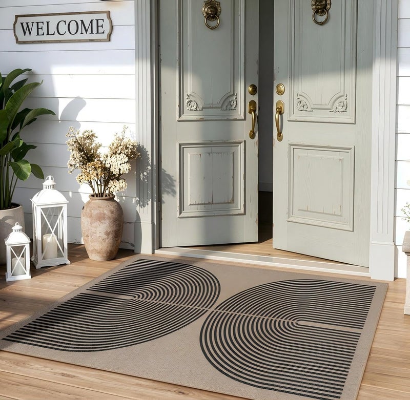 La Home Lahome Modern Rainbow Easy Jute Rug 3x5 Washable Rugs for Entryway Farmhouse Black Patio Carpet Non Slip Indoor Door Mat Contemporary Outdoor Porch Carpet for Laundry Guestroom Room Decor - Image 2
