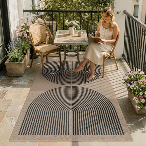 La Home Lahome Modern Rainbow Easy Jute Rug 3x5 Washable Rugs for Entryway Farmhouse Black Patio Carpet Non Slip Indoor Door Mat Contemporary Outdoor Porch Carpet for Laundry Guestroom Room Decor - Image 3