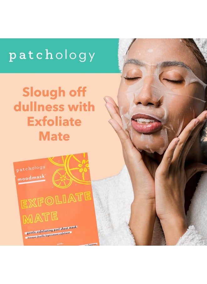 Patchology - Exfoliate Mate Face Mask - Exfoliating Facial Sheet Masks W/Papaya & Lactic Acid Serum, Removes Dead Skins & Unclogs Pores For Smooth & Brighter Skin - Ultimate Skincare Solution (4 Count) - Image 1