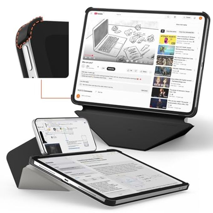 MOFT Dynamic Folio Case For Ipad Pro 13" (M5 2025 / M4 2024)-[Reinforced Corner Protection] Stable Slim Magnetic Stand With 20+ Viewing Angles, Premium Movas Leather, Misty Cove X Jet Black - Image 1