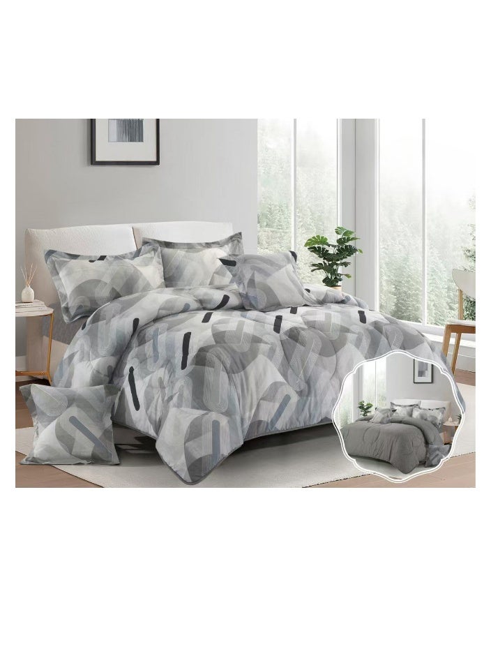 بلو سكاي طقم لحاف نفرين نظام وجهين مفرش مكون من ٦ قطع , لحاف بحشوة ٦ قطع , مايكروفايبر100% لحاف مقاس 260 في 240 سم - Image 1