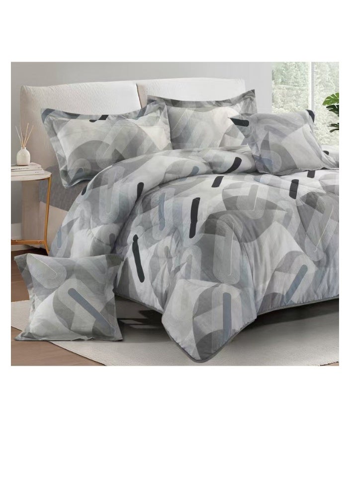 بلو سكاي طقم لحاف نفرين نظام وجهين مفرش مكون من ٦ قطع , لحاف بحشوة ٦ قطع , مايكروفايبر100% لحاف مقاس 260 في 240 سم - Image 2