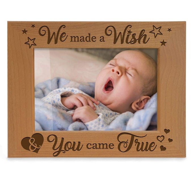 WE MADE A WISH YOU CAME TRUE ENGRAVED NATURAL WOOD PICTURE FRAME NEW BABY GIFTS NEW MOM NEW DAD ADOPTION GIFTS 4X6 HORIZONTAL