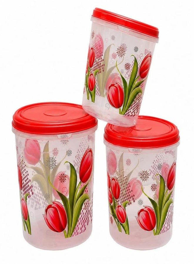 Truvic Airtight Kitchen Storage Container - Set of 3 (5L, 7L, 10L) Food Grain Storage Boxes, Plastic Multipurpose Organizer, Leakproof, Stackable, Multicolour - Image 1