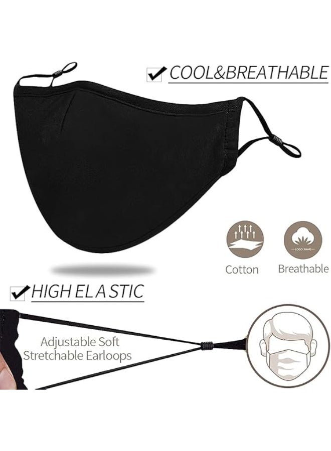 غطاء وجه من القماش الأسود القابل لإعادة الاستخدام والتنفس، قابل للغسل والتعديل، للرجال والنساء، حماية وجه عصرية - Image 3