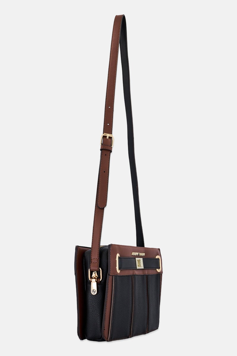 ADRIENNE VITTADINI Women 2Pcs Brand Logo Cross Body, Black - Image 2