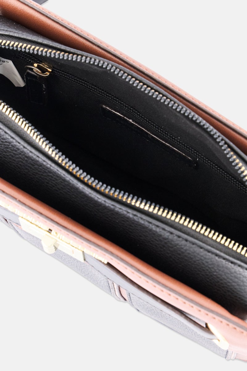 ADRIENNE VITTADINI Women 2Pcs Brand Logo Cross Body, Black - Image 4