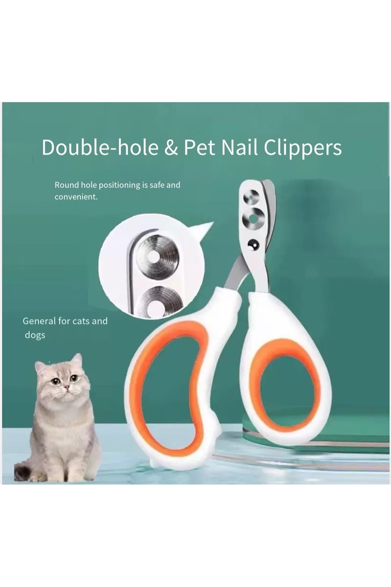 مقصات الأظافر القط مع فتحات مقطوعة في جولة مزدوجة لتجنب قطع مقص أظافر الحيوانات الأليفة ، طقم تقليم مخلب بليد شفهي - Image 1