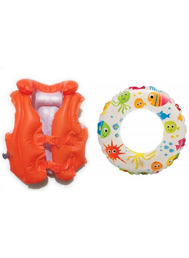 ClearChoice ClearChoice:- Kids Swim Life Jacket & Swim Ring Swimming Pool Accessories with Summer(4-8 Year)(Multi Color)(Combo) - Image 1