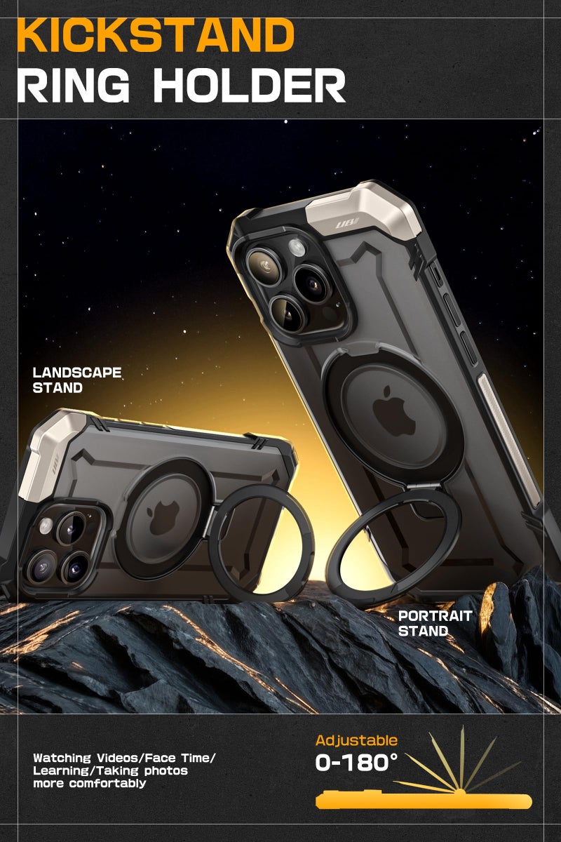 SupCase حافظة SUPCASE لجهاز iPhone 15 Pro Max مع حامل (Grip Unicorn Beetle)، [متوافقة مع MagSafe] [حماية من السقوط بمعيار عسكري] حافظة هاتف مغناطيسية ثقيلة ومتينة لجهاز iPhone 15 Pro Max، سوداء - Image 4