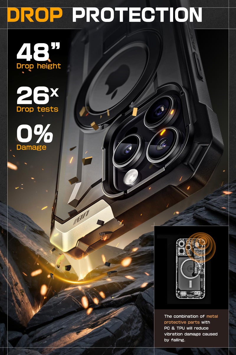 SupCase حافظة SUPCASE لجهاز iPhone 15 Pro Max مع حامل (Grip Unicorn Beetle)، [متوافقة مع MagSafe] [حماية من السقوط بمعيار عسكري] حافظة هاتف مغناطيسية ثقيلة ومتينة لجهاز iPhone 15 Pro Max، سوداء - Image 3
