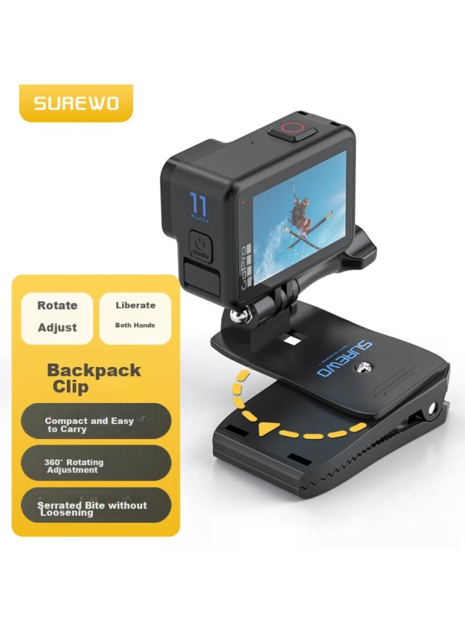 Surewo Compatible With Dji, Gopro Action Camera Backpack Clip, Action 5 Pro Backpack Strap Clip, Ace Pro 2 Backpack Mount, Action 5 4 3 Accessories - Image 1